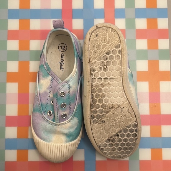 Teal, Lilac, & White Girls Canvas Sneakers Size 12 - Picture 2 of 2
